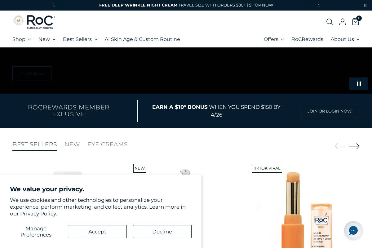 rocskincare.com homepage screenshot
