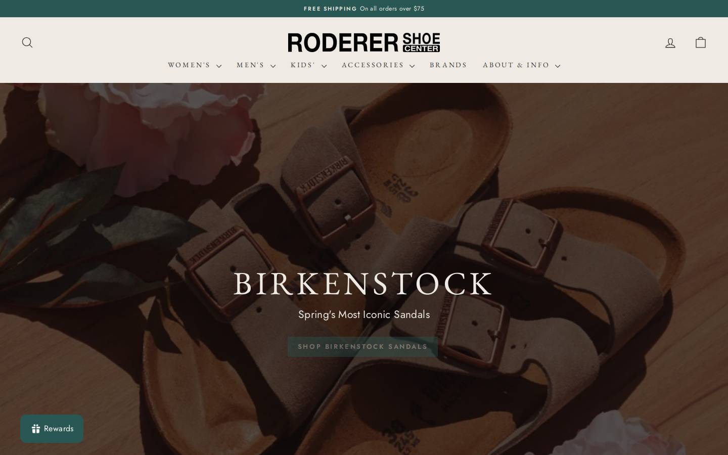 roderershoecenter.com homepage screenshot
