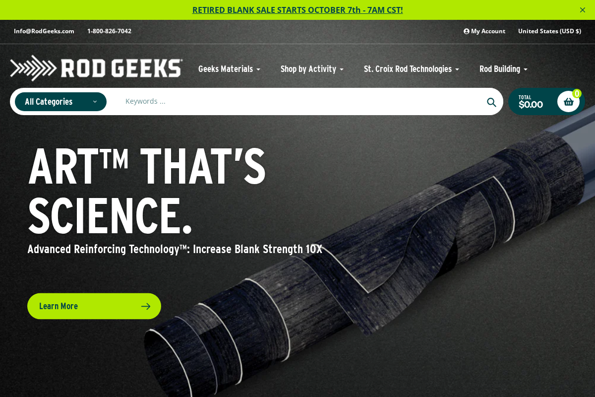 Rod Geeks homepage screenshot