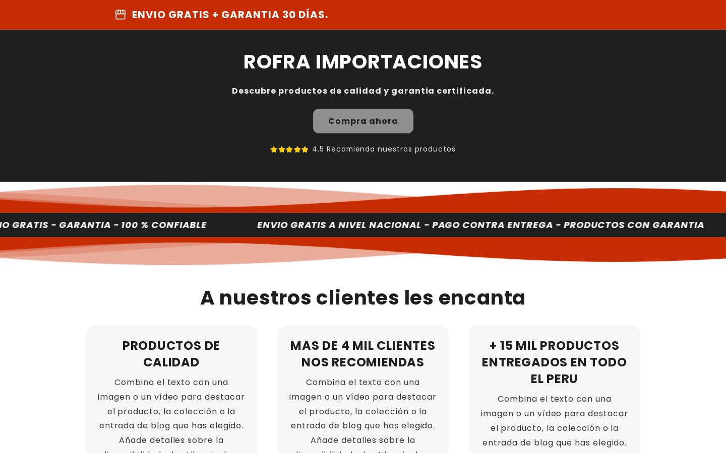 rofraimportaciones.com homepage screenshot