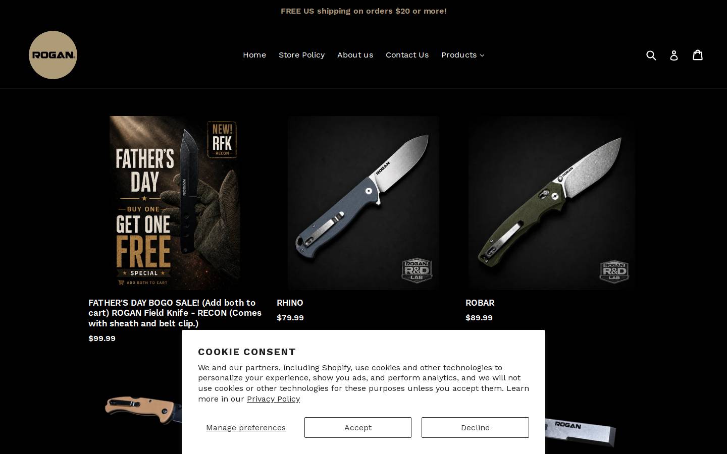 roganknives.com homepage screenshot