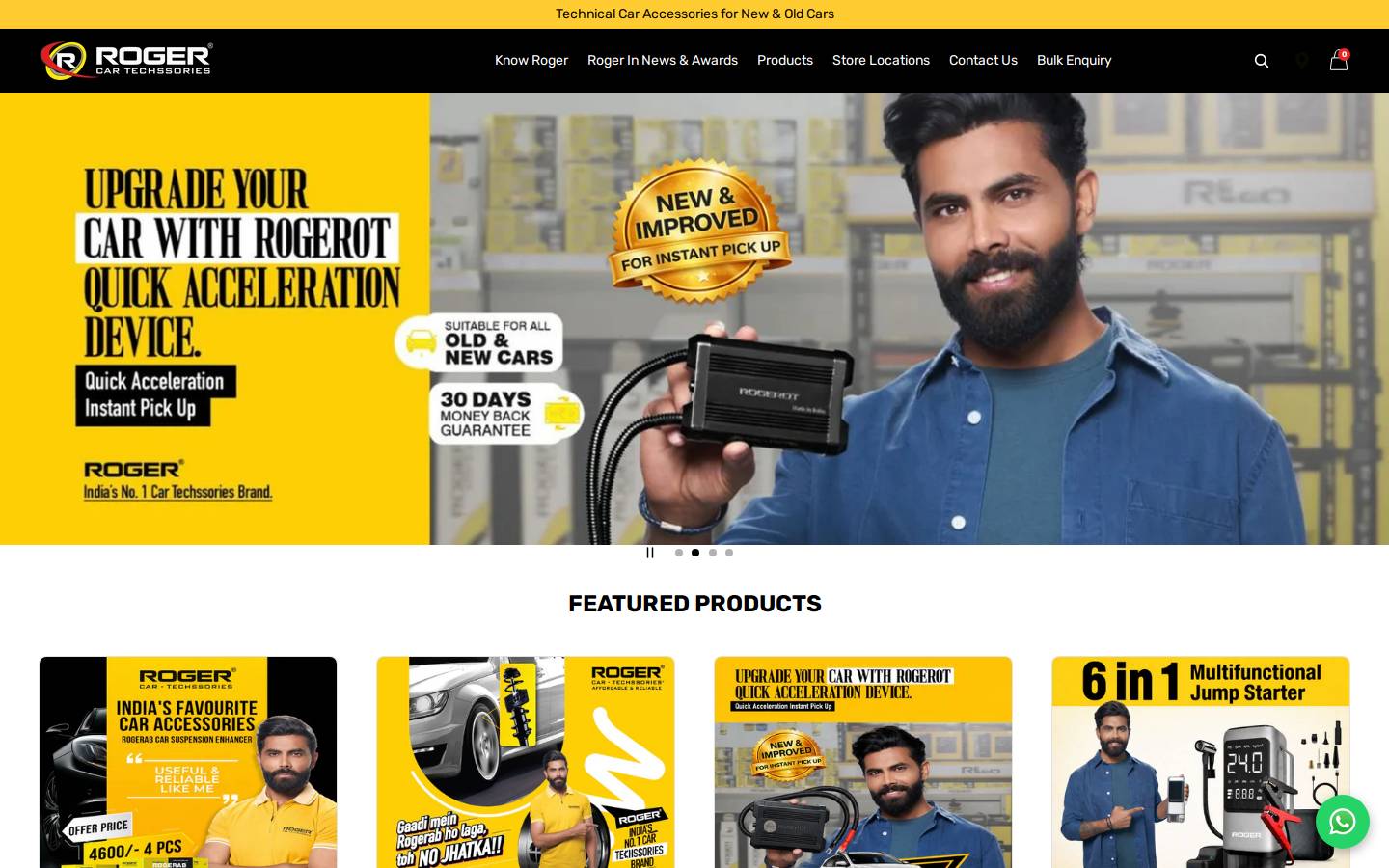 rogercaraccessories.com homepage screenshot
