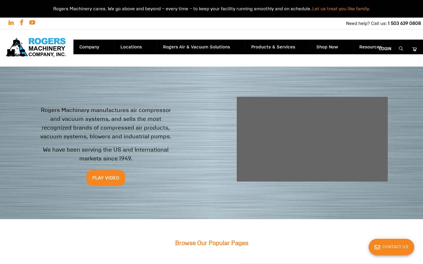 rogers-machinery.com homepage screenshot