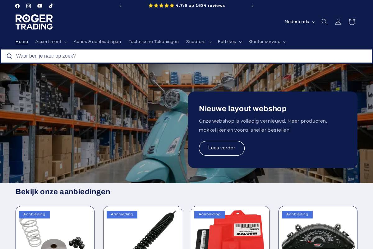 Roger Trading homepage screenshot