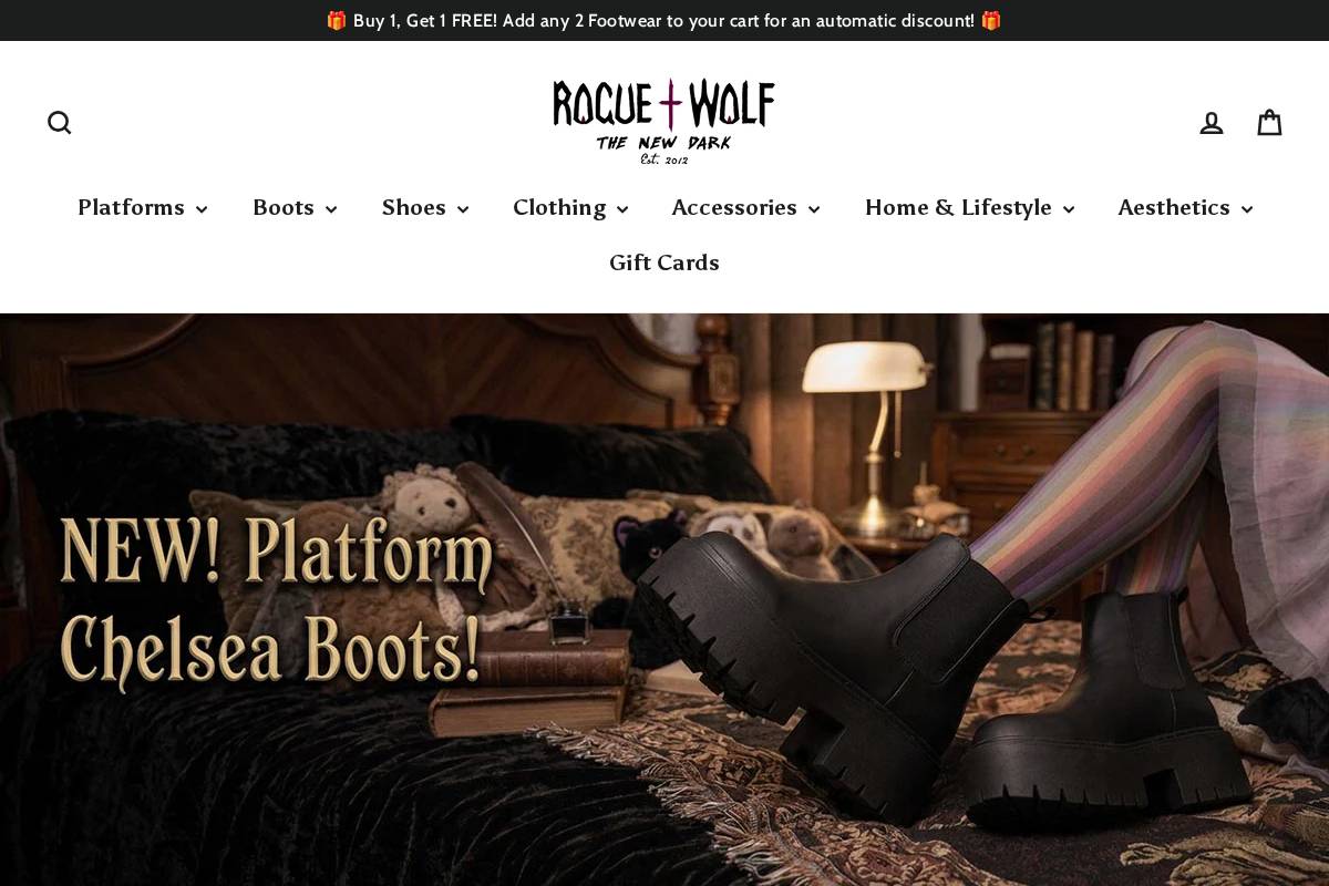 Rogue + Wolf homepage screenshot