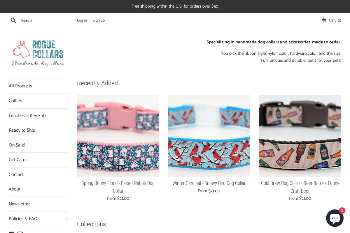 roguecollars.com homepage screenshot