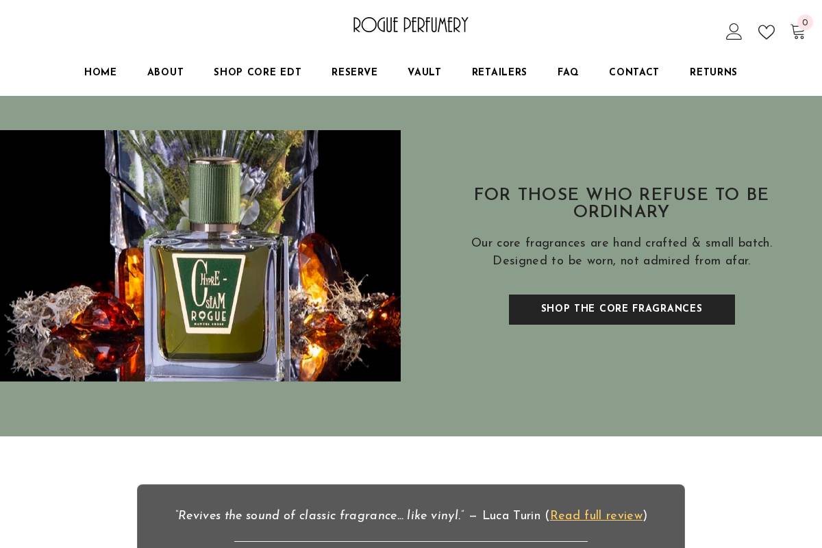rogueperfumery.com homepage screenshot