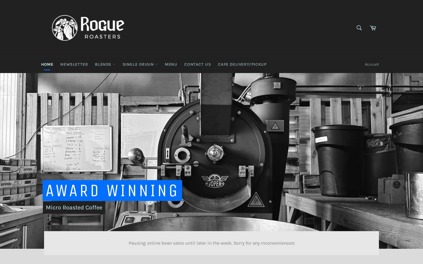 rogueroasters.com homepage screenshot