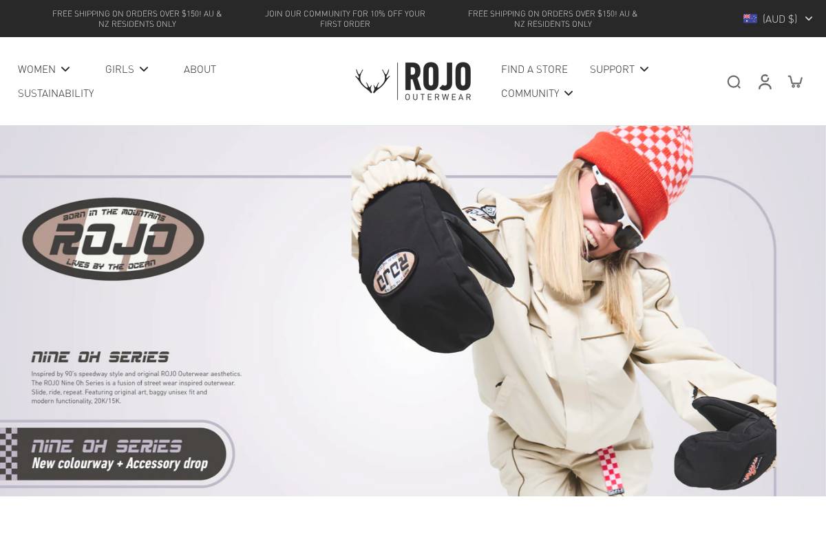 rojoouterwear.com.au homepage screenshot
