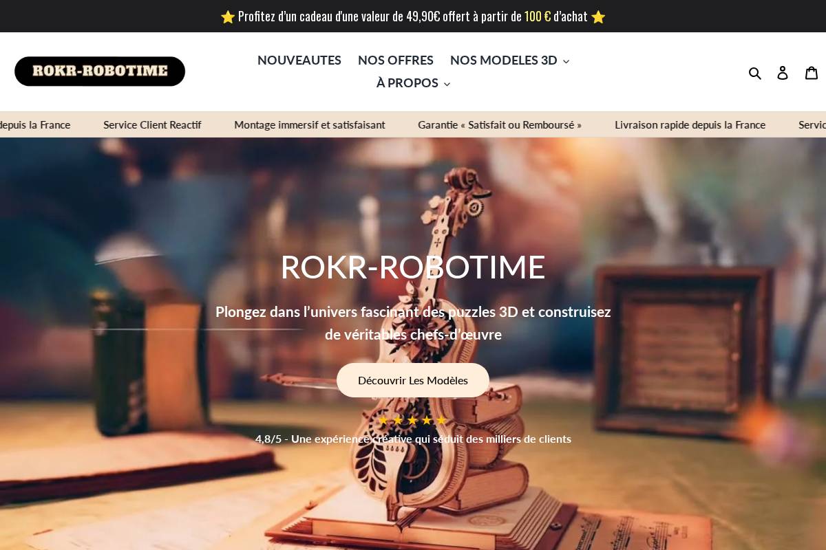Rokr Robotime homepage screenshot