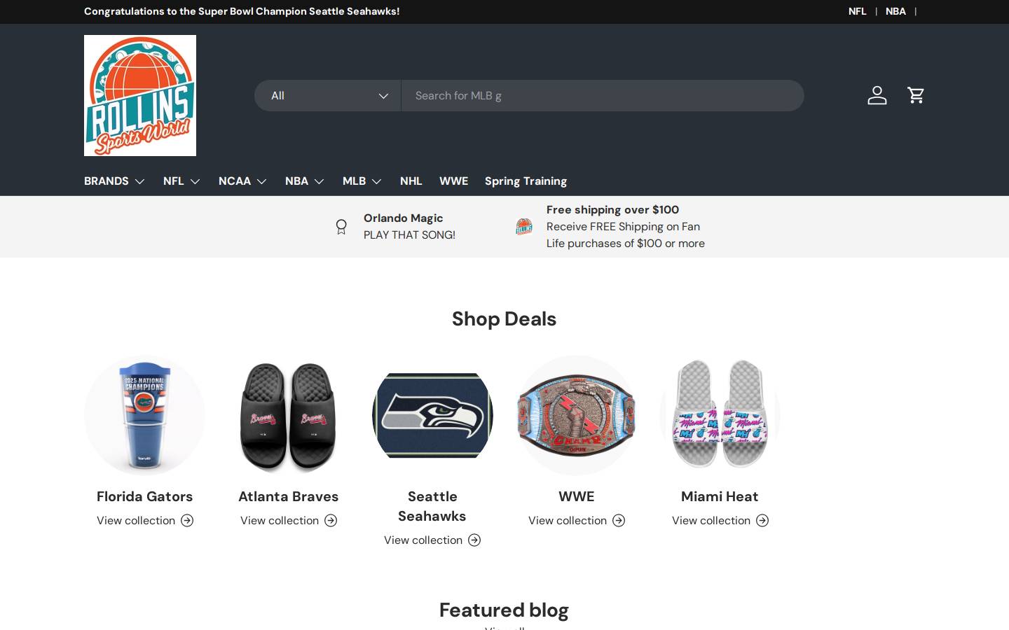 rollinssportsworld.com homepage screenshot