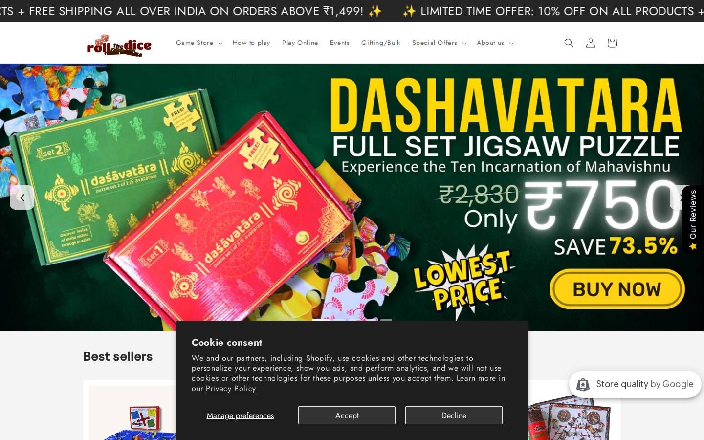 rollthedice.in homepage screenshot