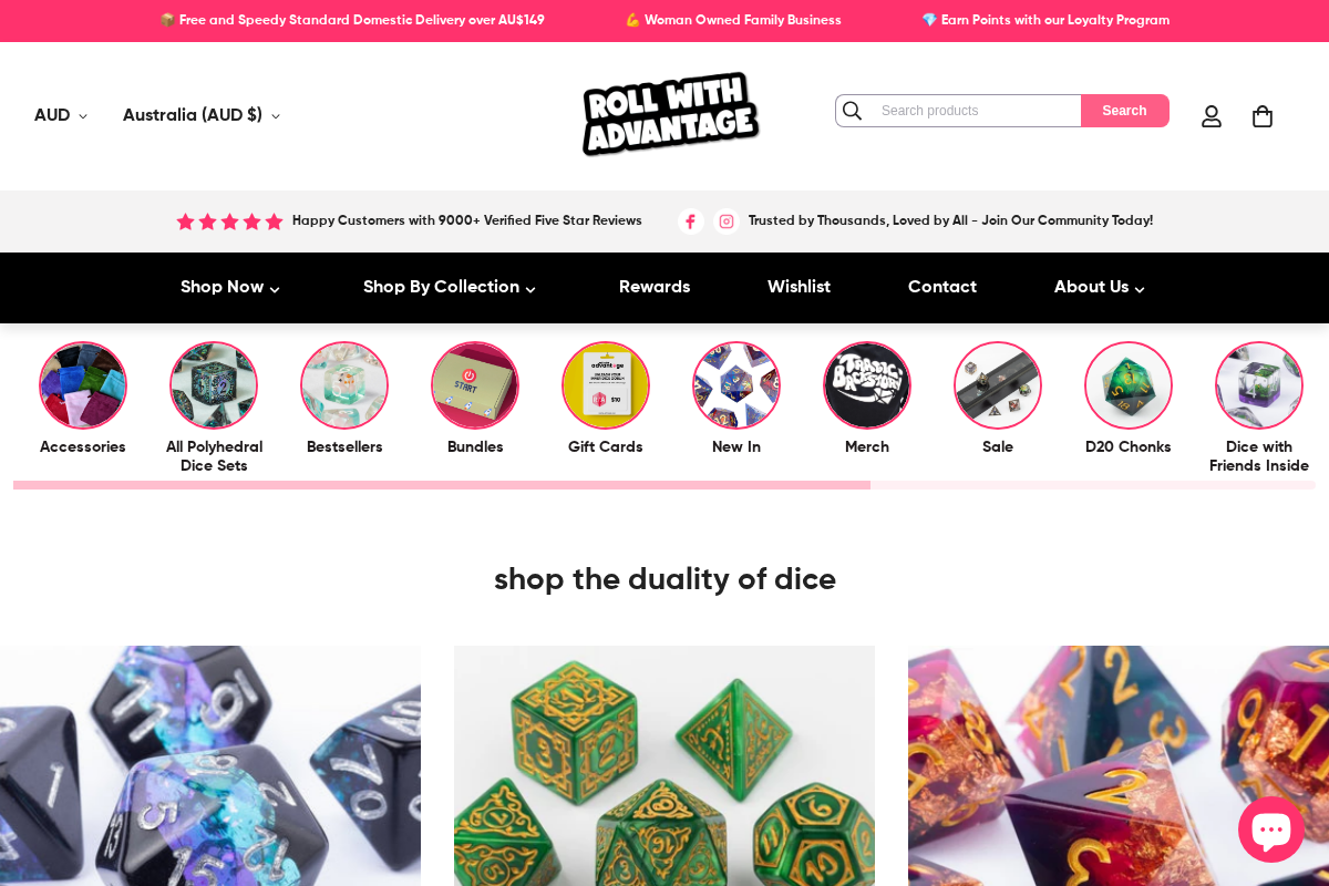 Roll With Advantage homepage screenshot