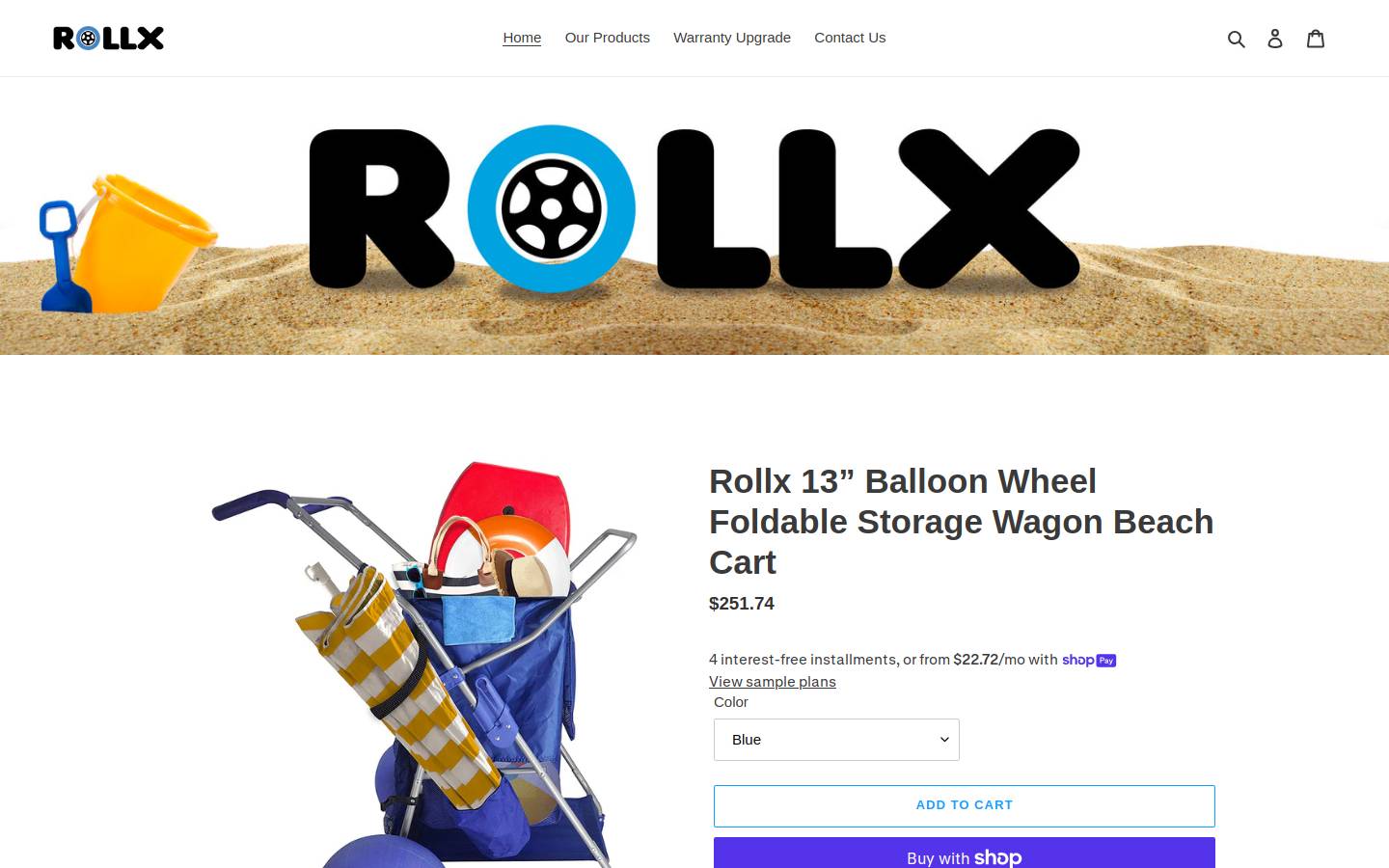 rollxcarts.com homepage screenshot