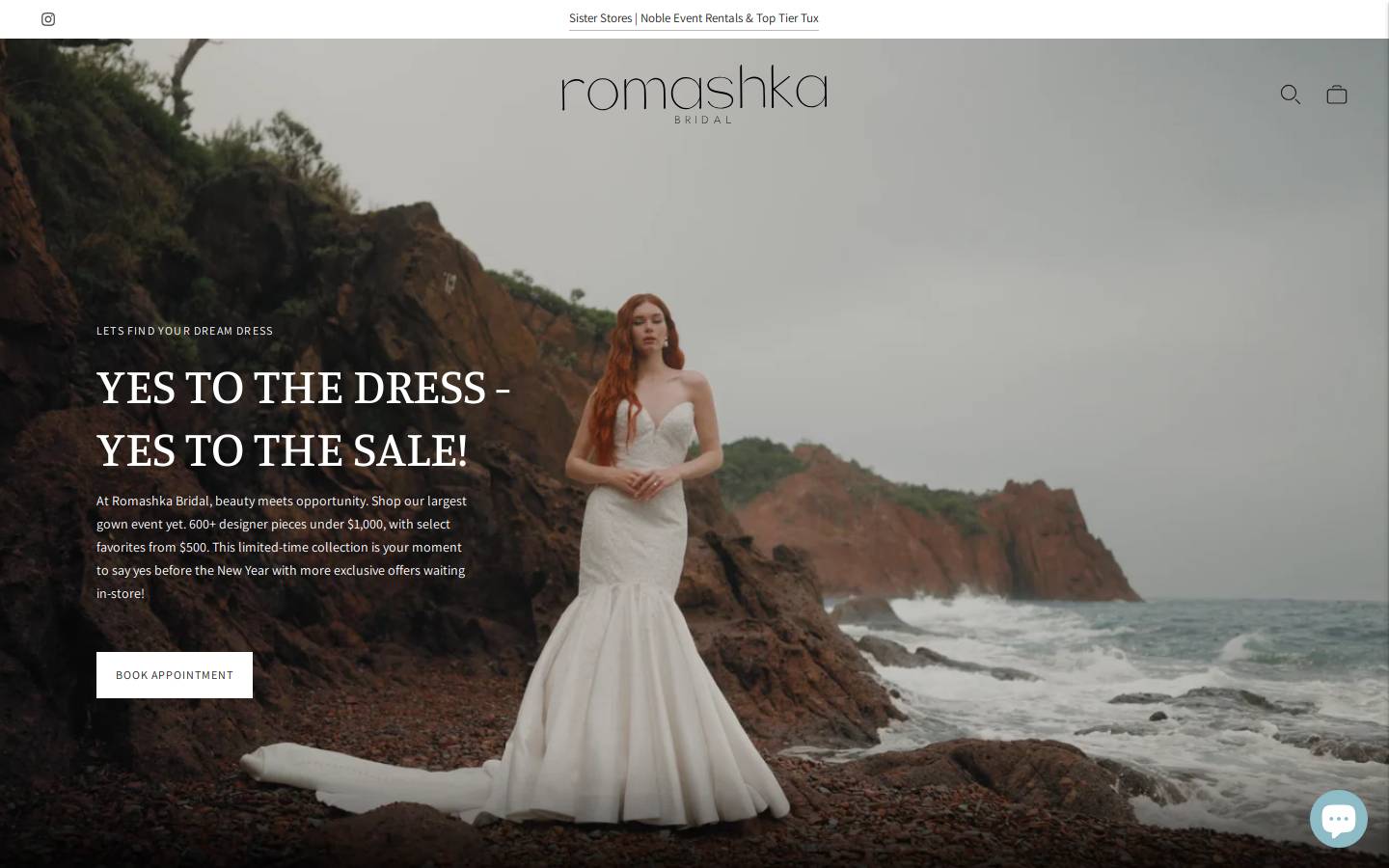 romashkabridal.com homepage screenshot
