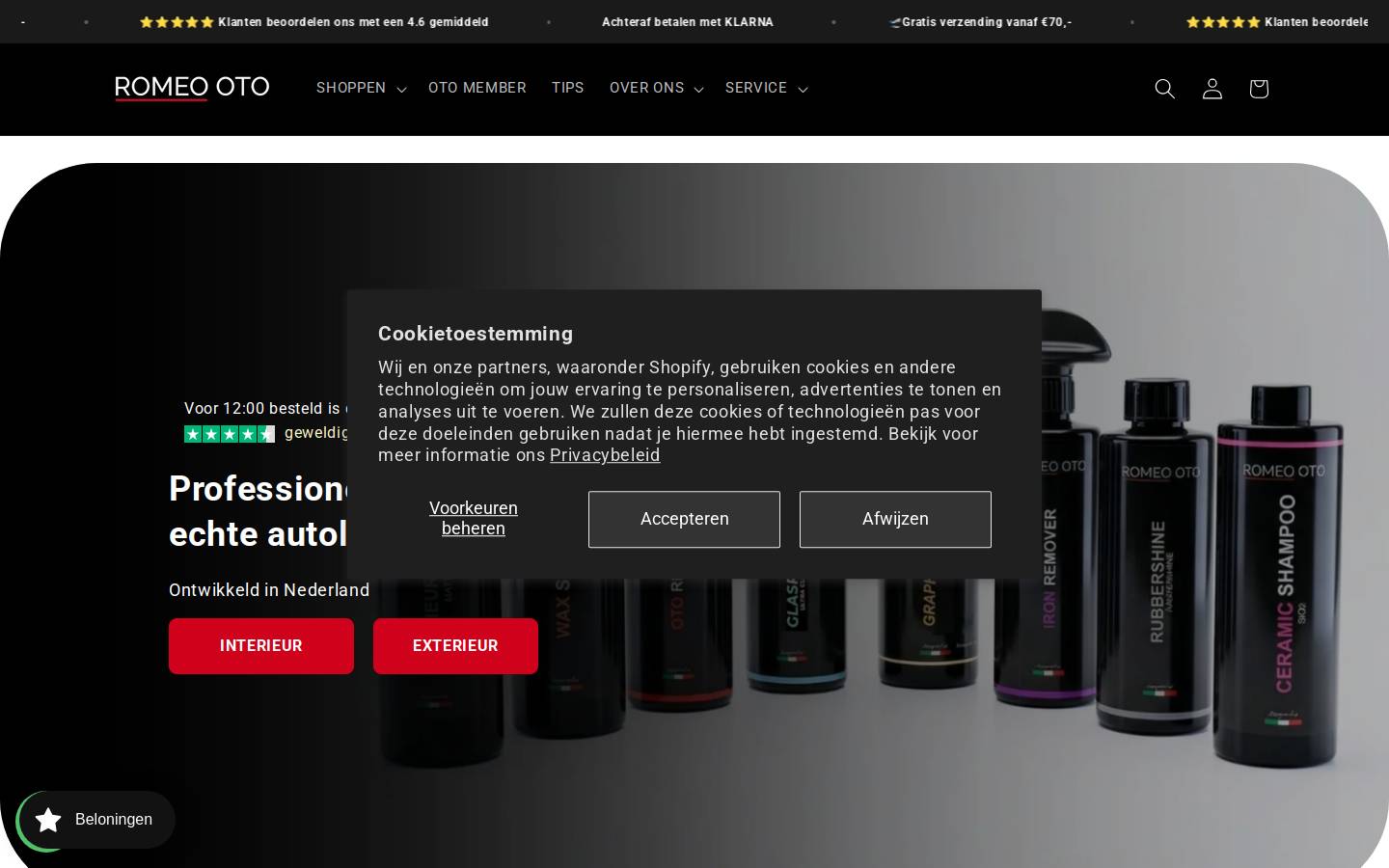 ROMEO OTO SHOP homepage screenshot