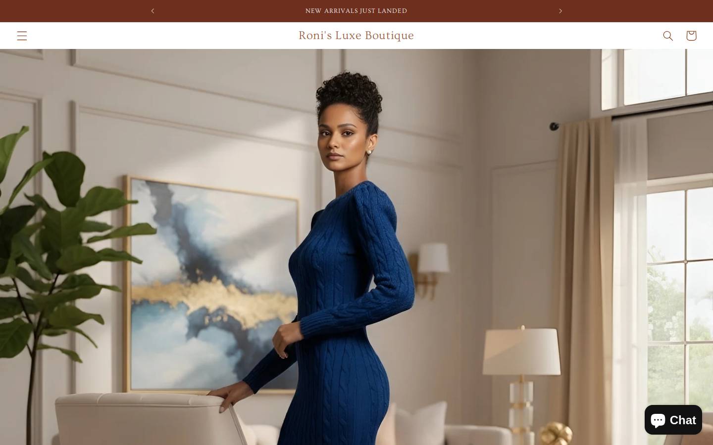 ronisluxeboutique.com homepage screenshot