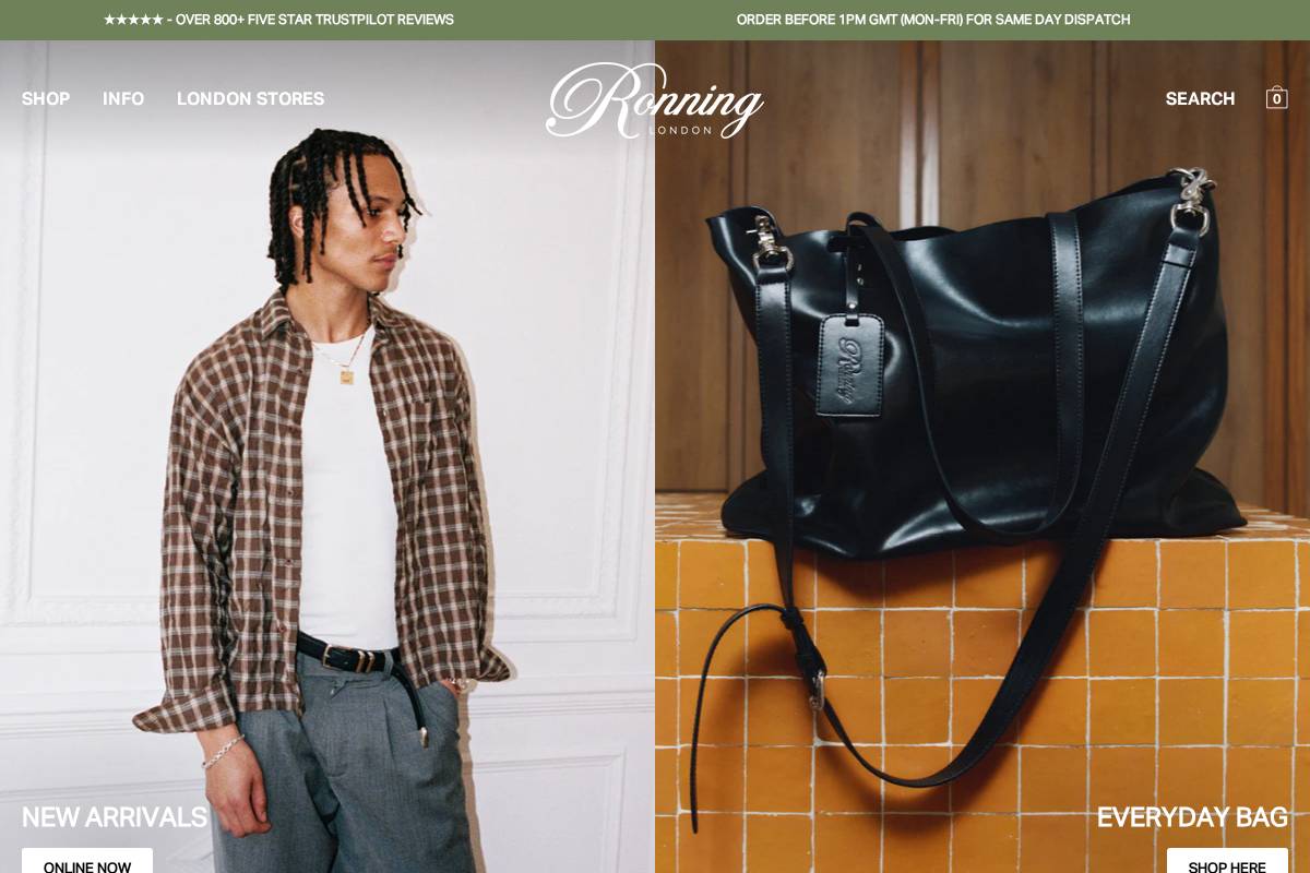RONNING homepage screenshot
