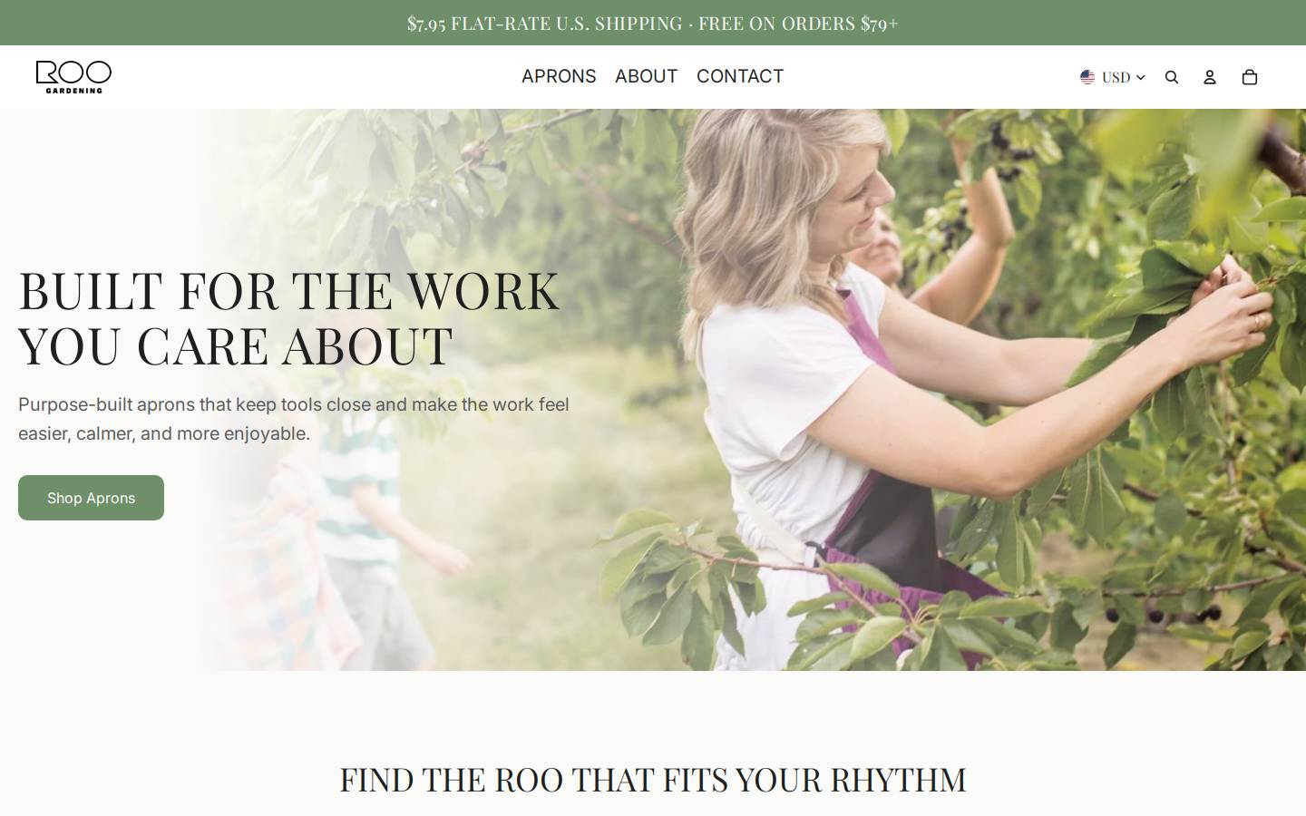 rooapron.com homepage screenshot