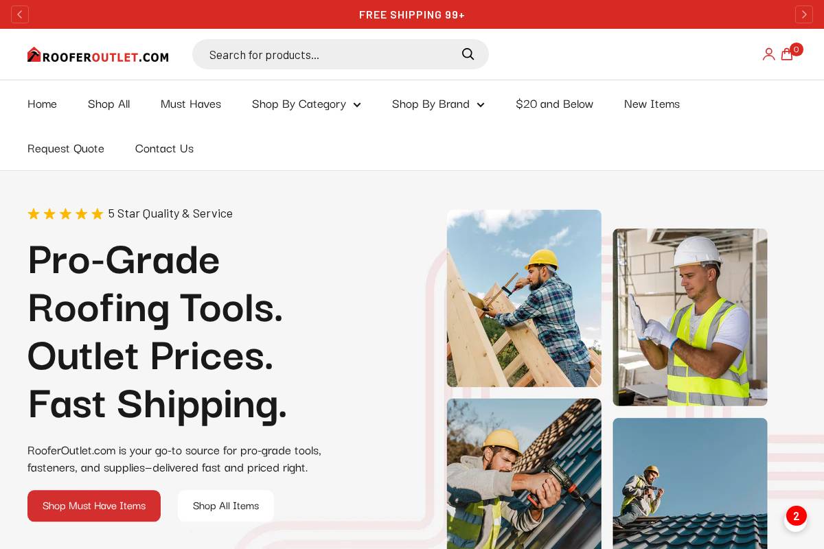 rooferoutlet.com homepage screenshot