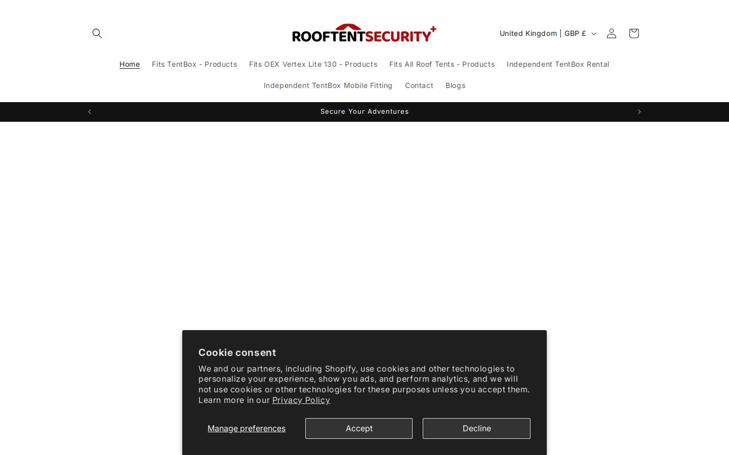 rooftentaccessories.com homepage screenshot