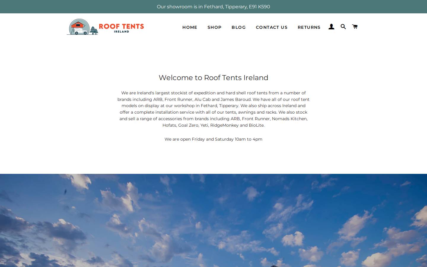 rooftentsireland.com homepage screenshot