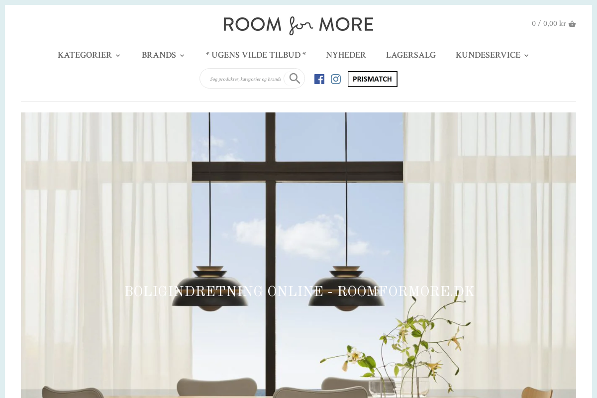 Roomformore.dk homepage screenshot