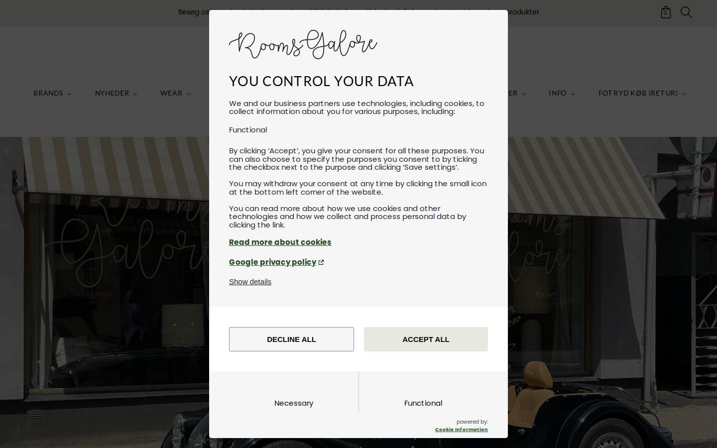roomsgalore.dk homepage screenshot