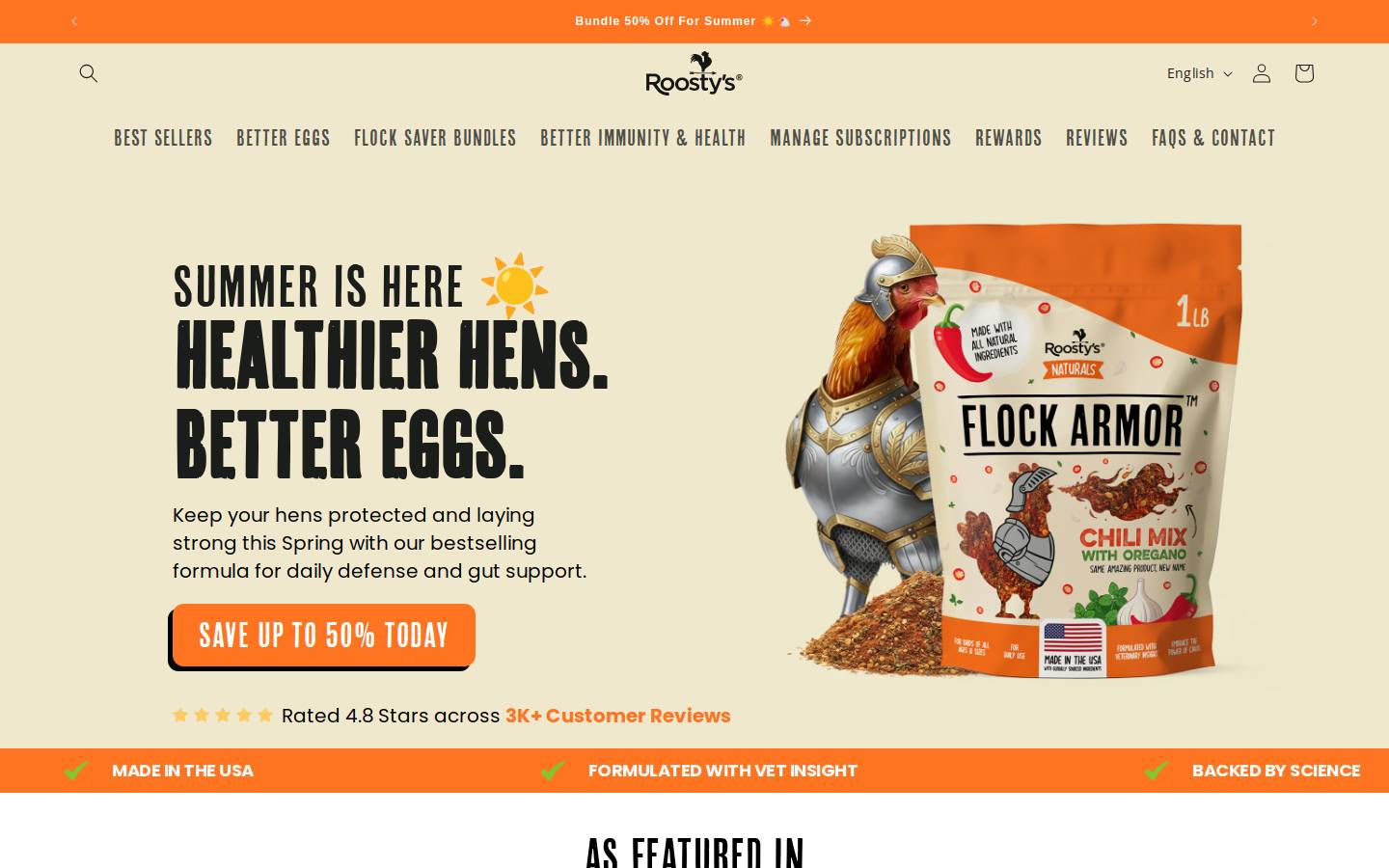 Roostys homepage screenshot