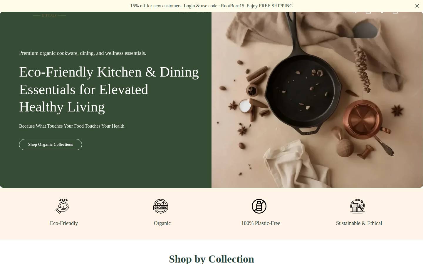 Rootbornrituals homepage screenshot
