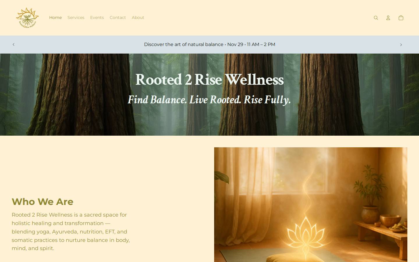 rooted2rise.life homepage screenshot
