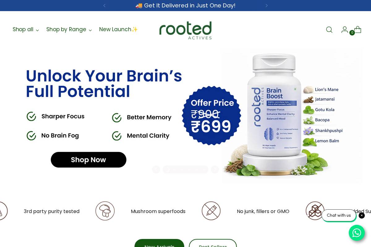 rootedactives.com homepage screenshot