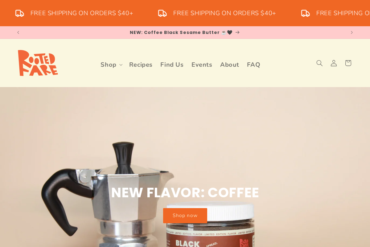 Rooted Fare homepage screenshot