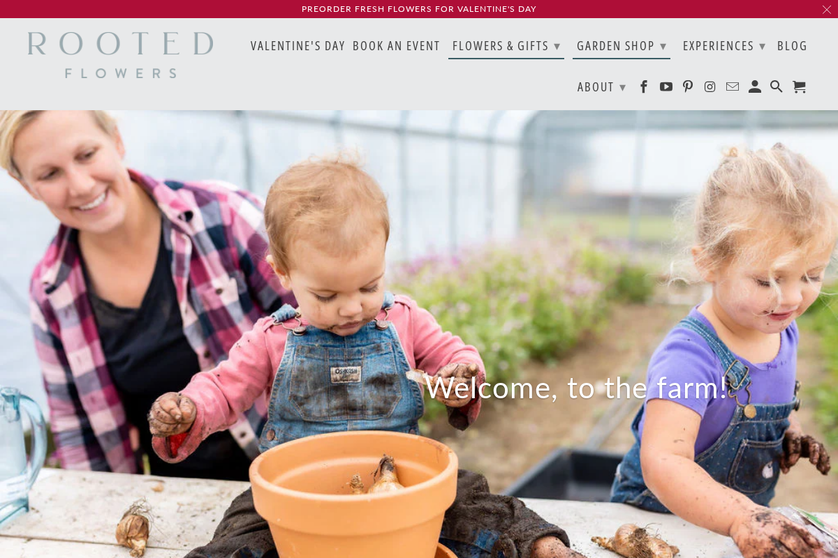 Rooted Flowers homepage screenshot