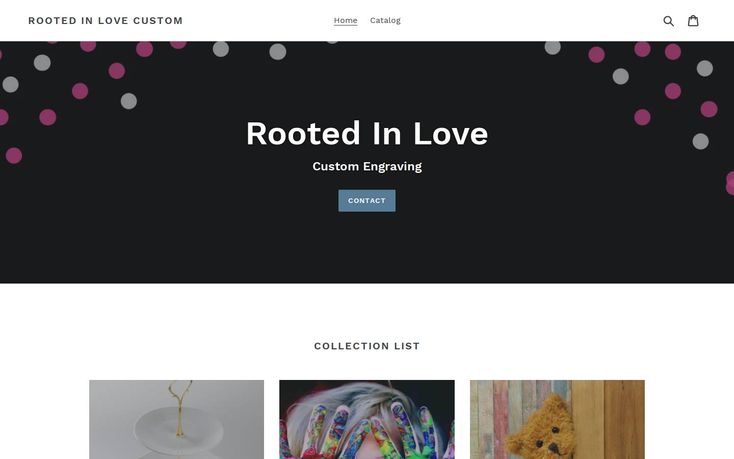 rootedinlovecustom.ca homepage screenshot