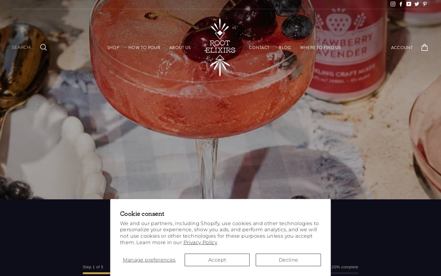 rootelixirs.com homepage screenshot