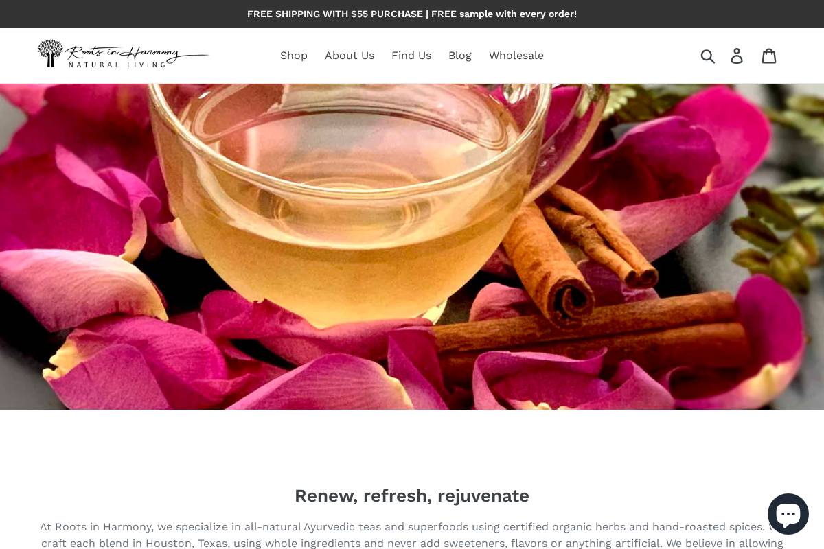 roots-harmony.com homepage screenshot