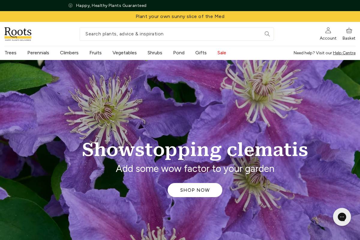 Roots Plants homepage screenshot