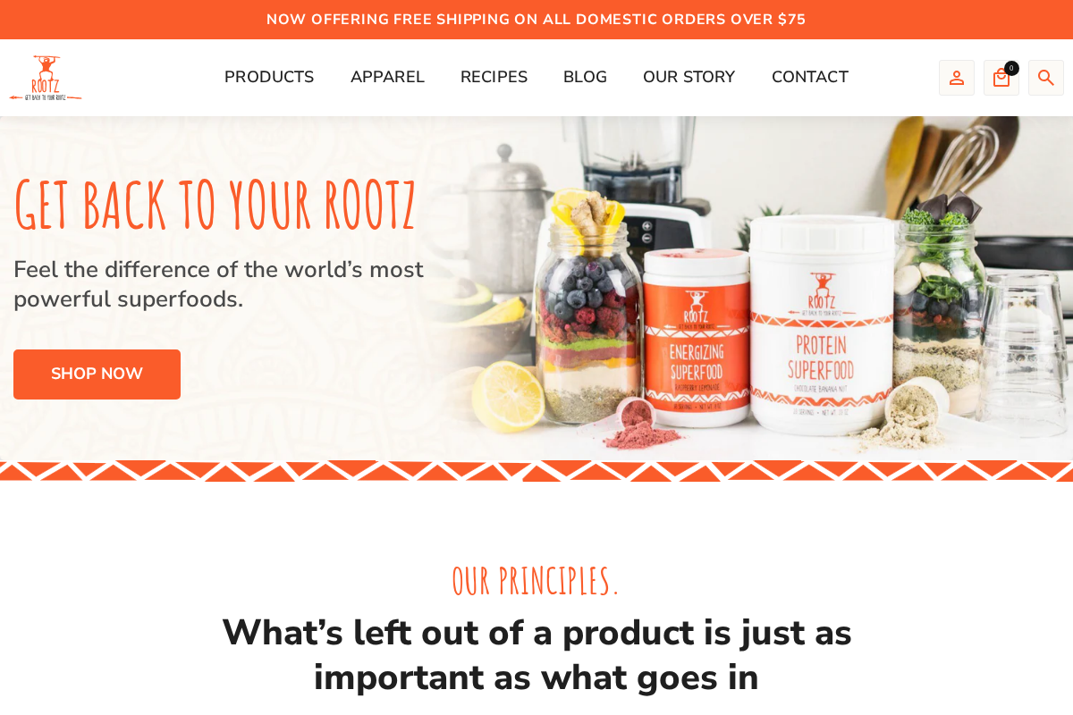 rootznutrition.com homepage screenshot