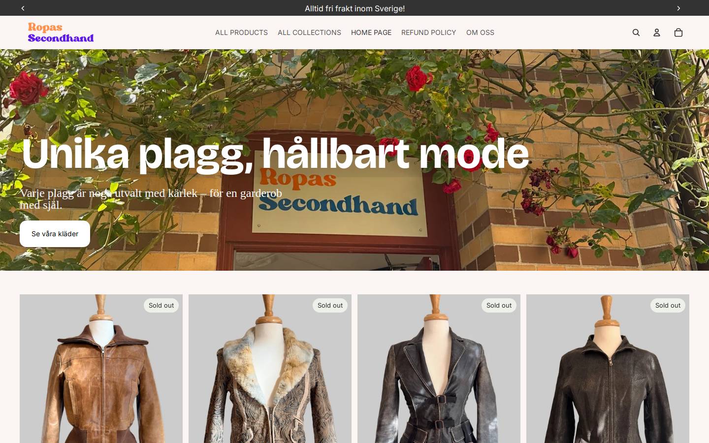 ropassecondhand.com homepage screenshot