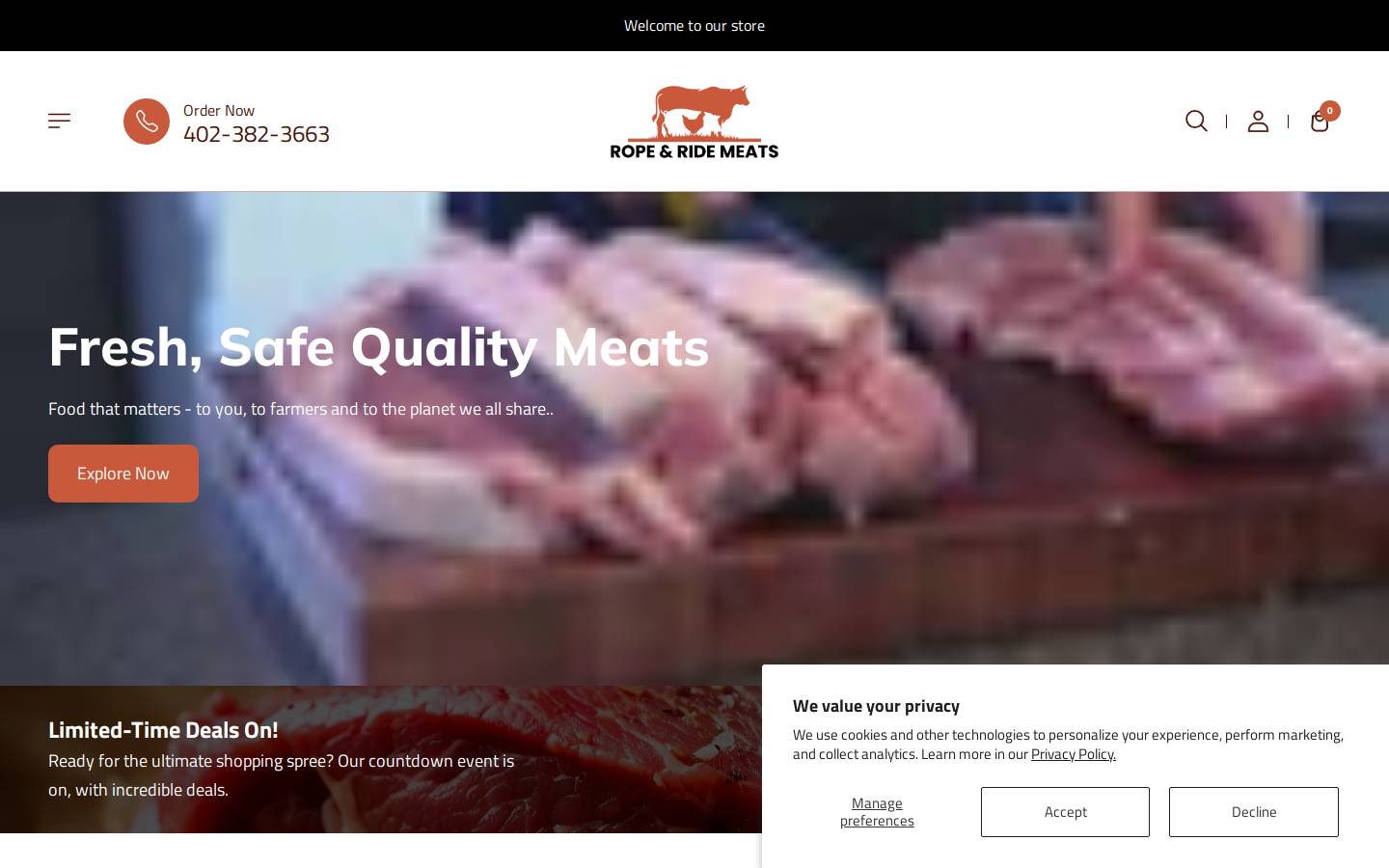 ropeandridemeats.com homepage screenshot
