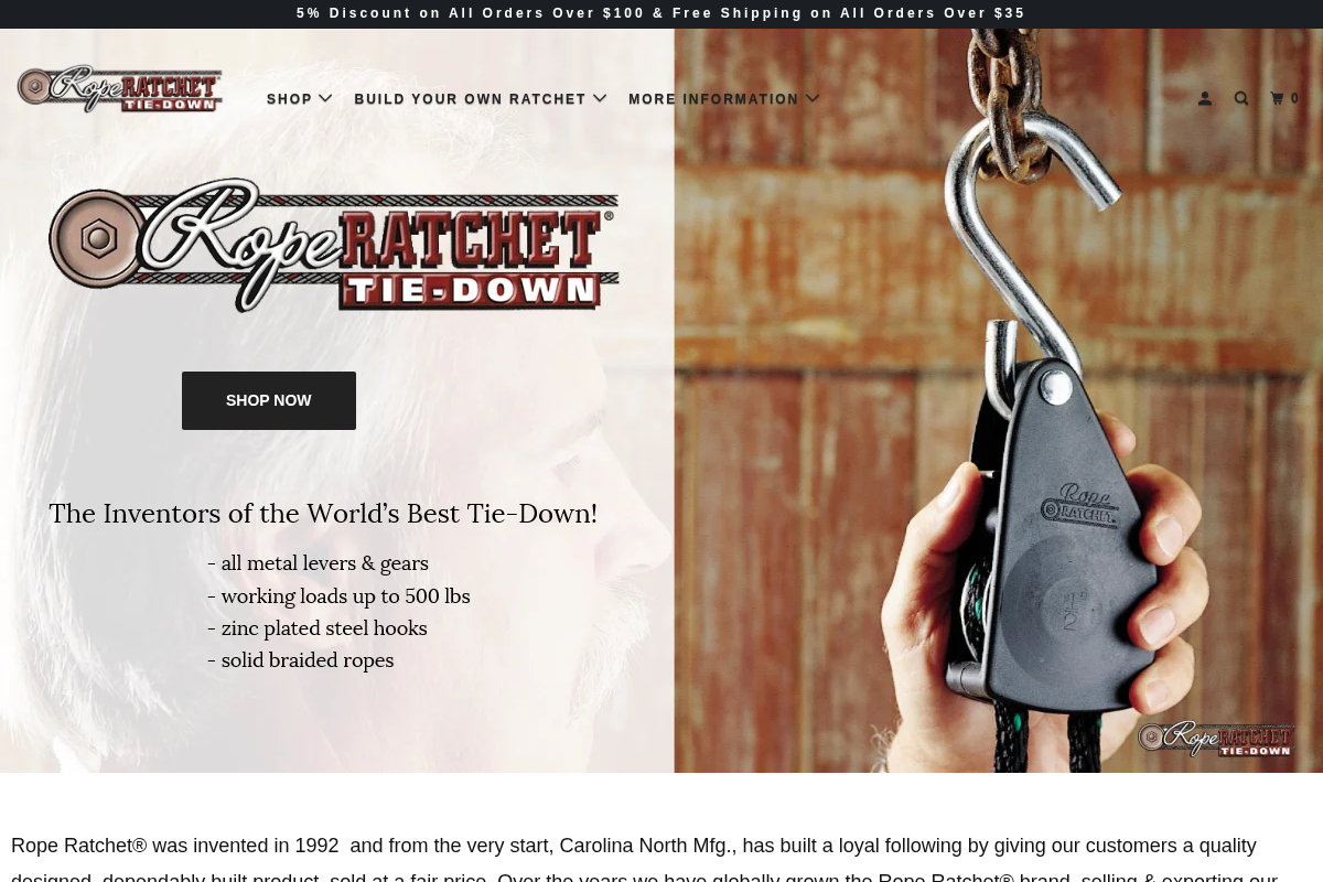 Rope Ratchet homepage screenshot