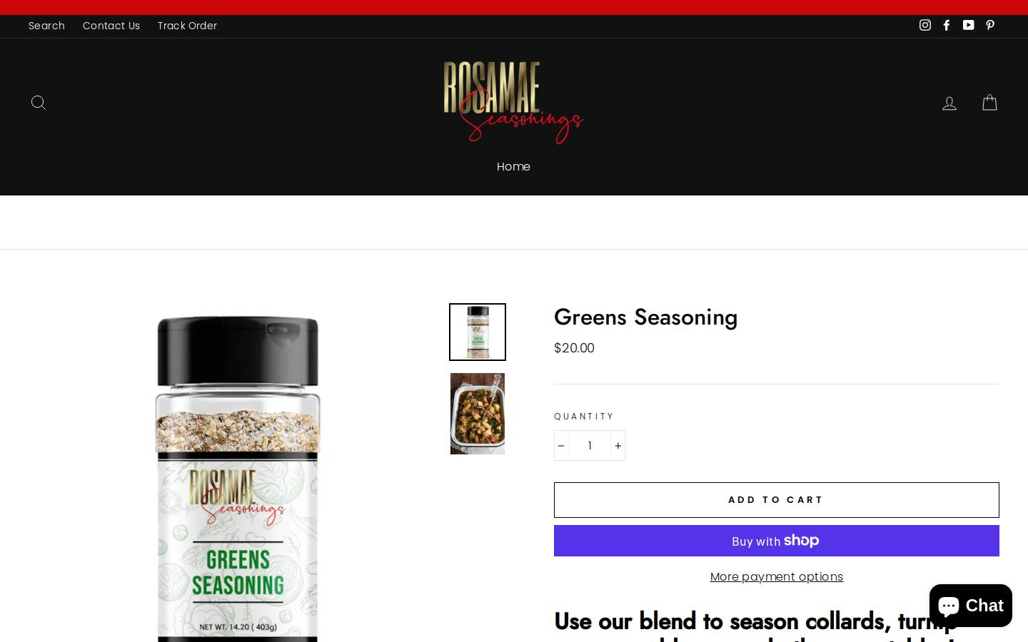 rosamaeseasonings.com homepage screenshot