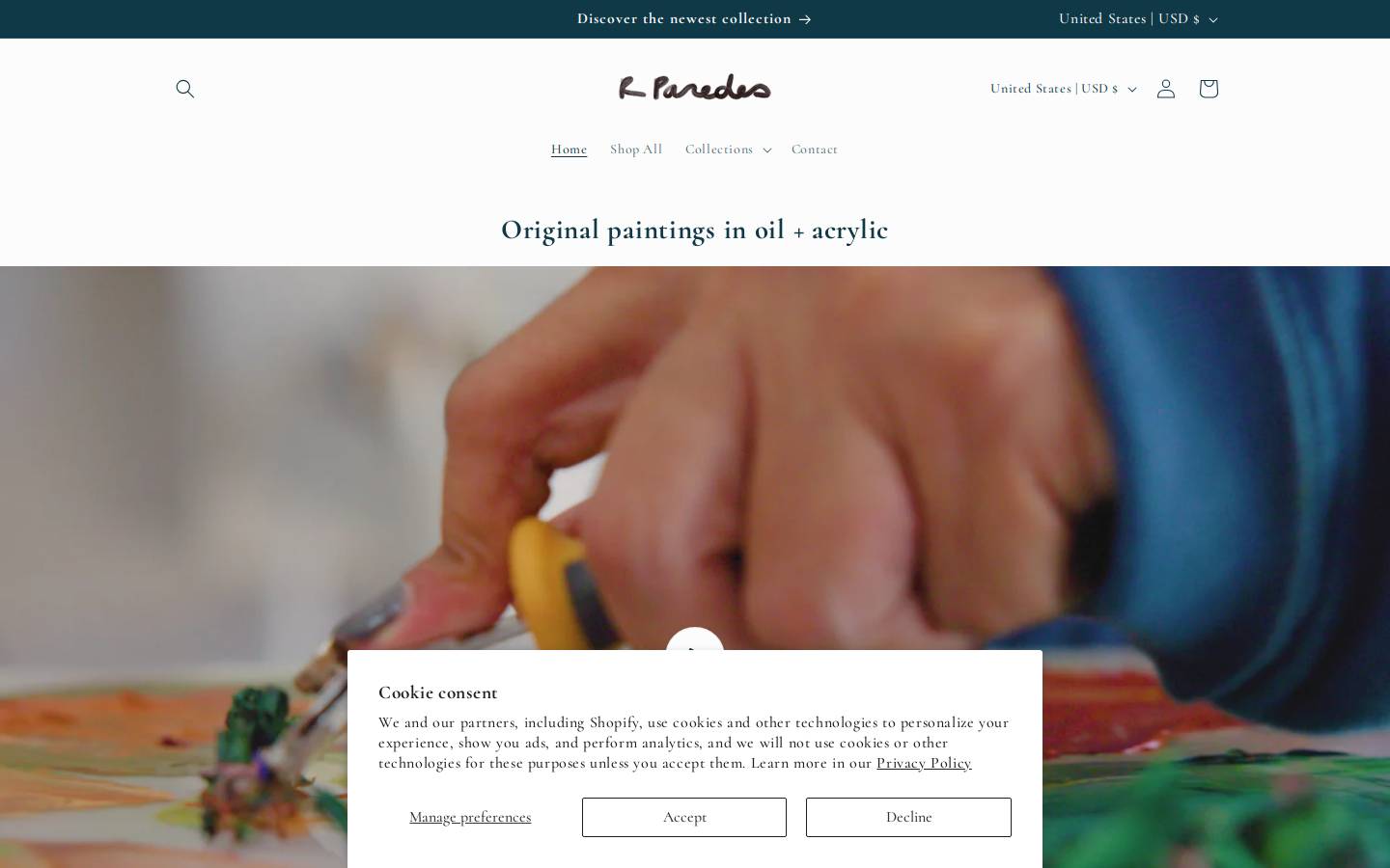 rosanaparedesart.com homepage screenshot