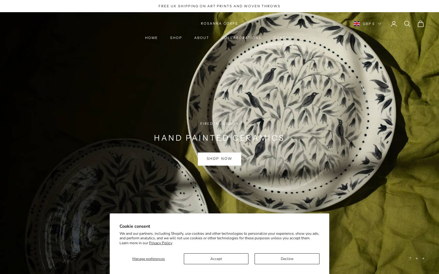 Rosanna Corfe homepage screenshot