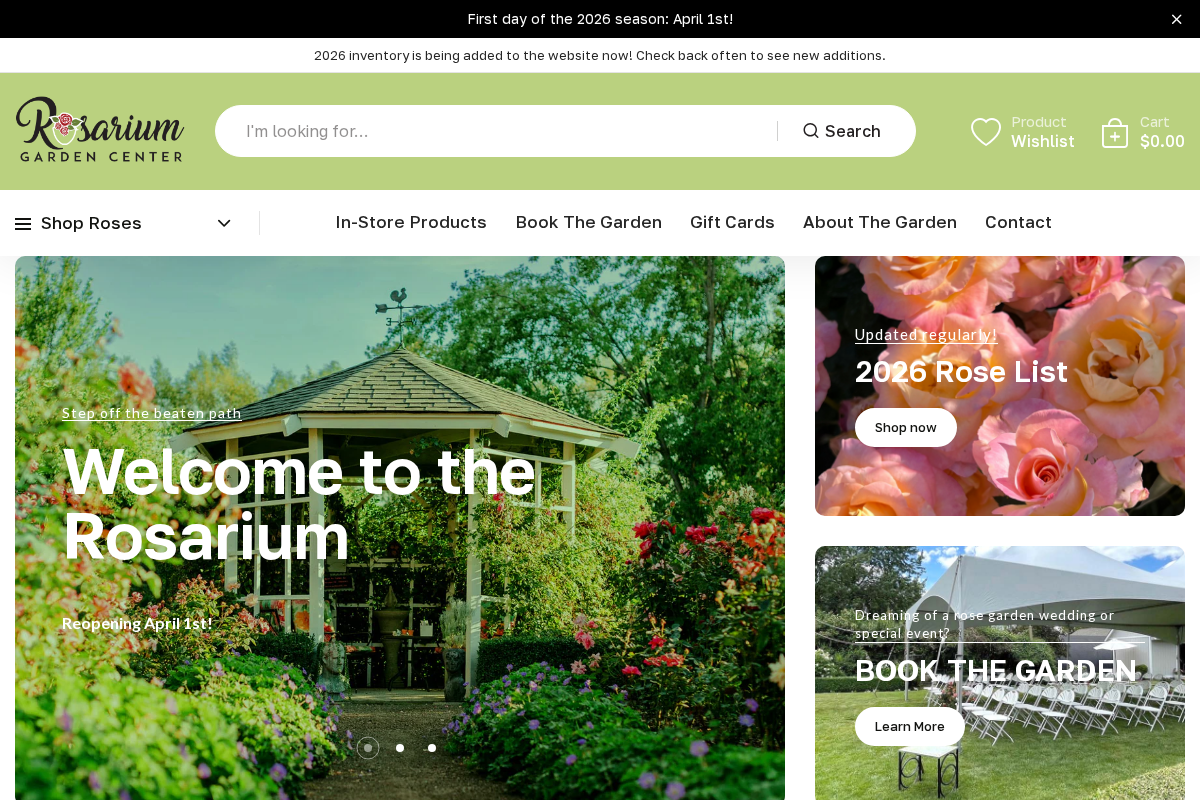 rosariumgardencenter.com homepage screenshot