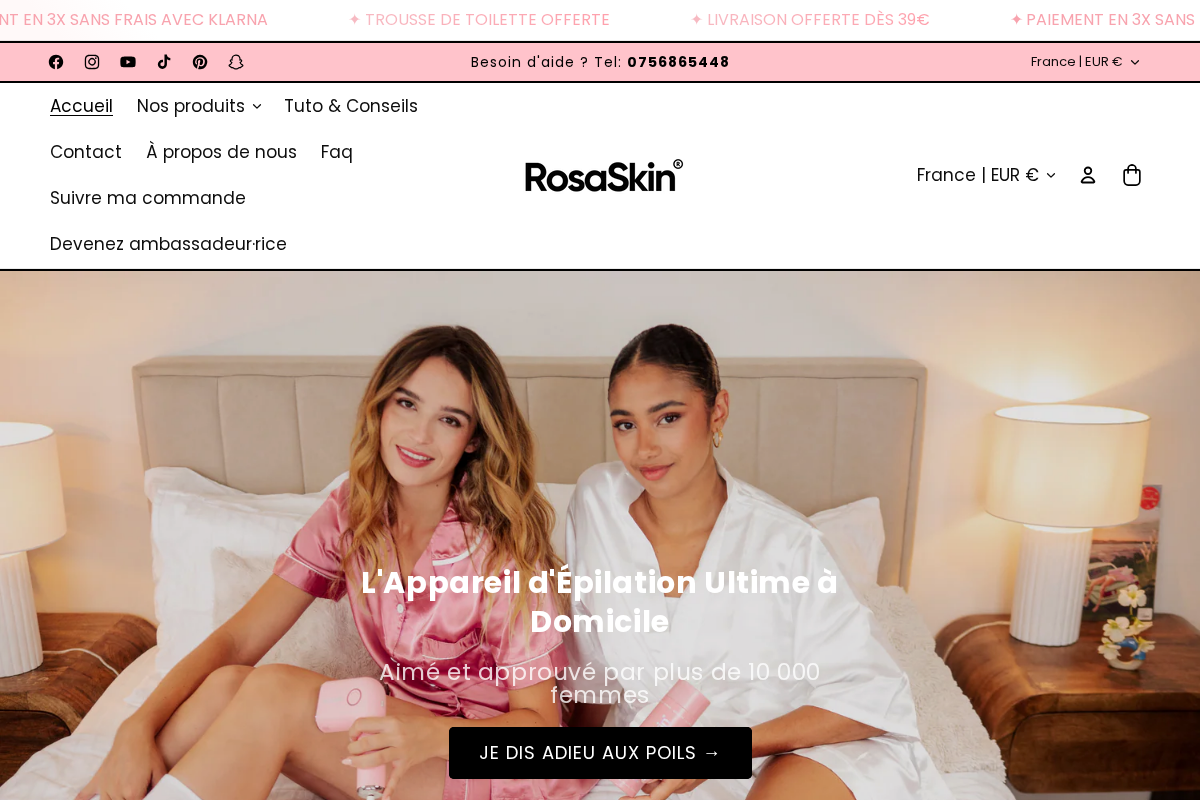 Rosaskin homepage screenshot