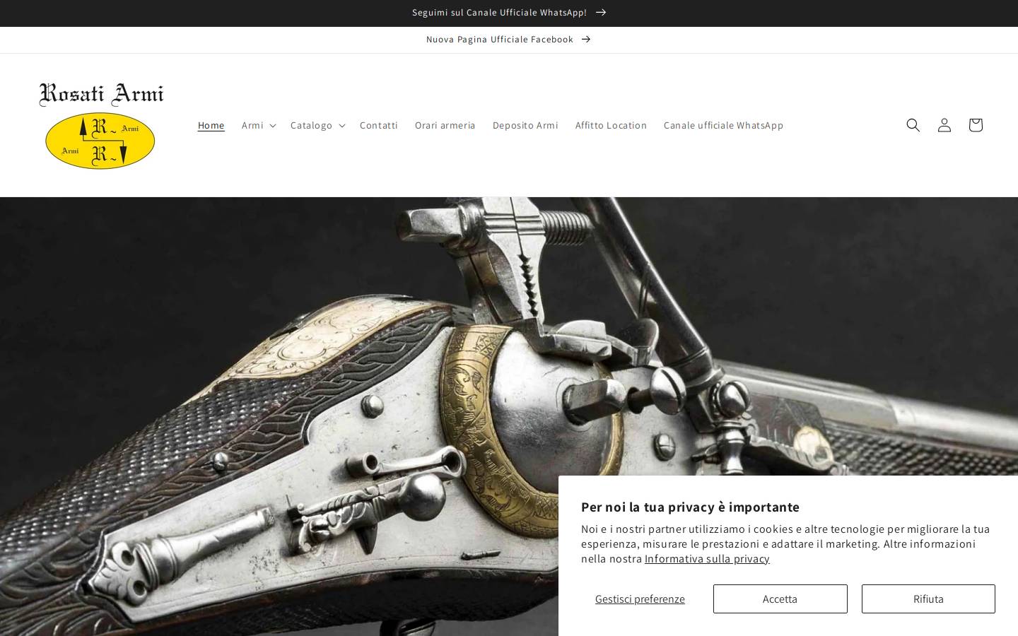 rosatiarmi.it homepage screenshot