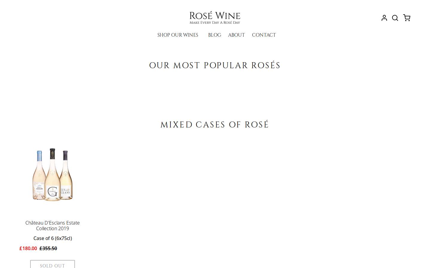 Rose Wine homepage screenshot