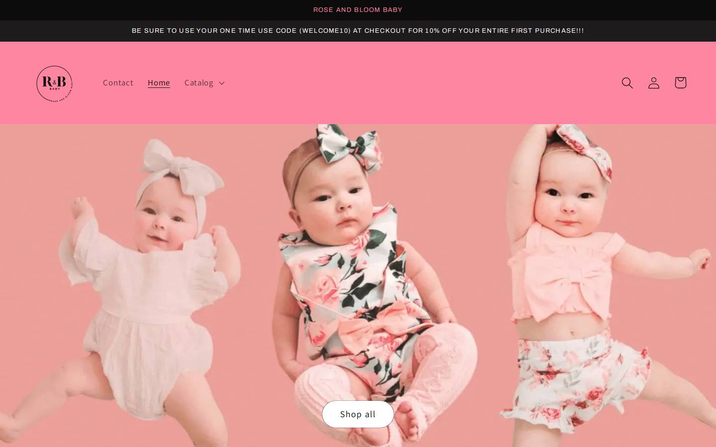 roseandbloombaby.com homepage screenshot